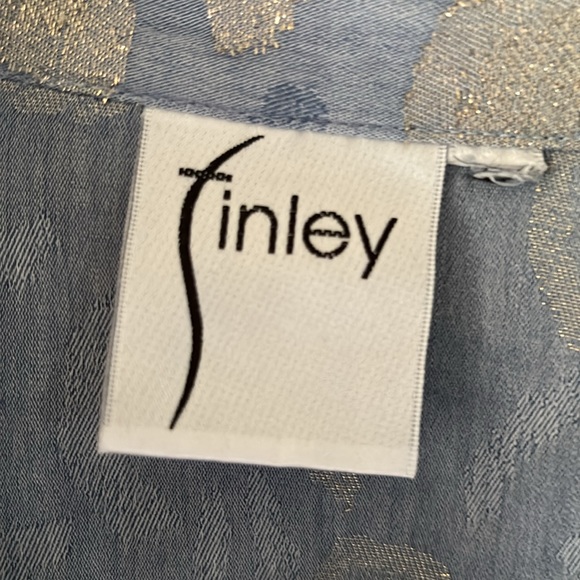 Finley blue with silver motif long sleeve cotton blouse - Picture 3 of 3